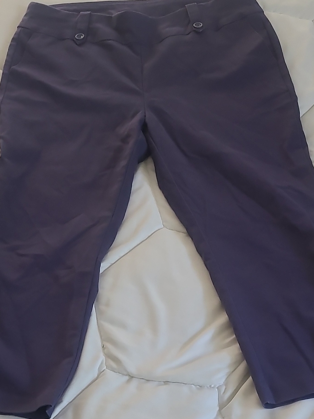Christopher & Banks Women's Purple Cropped Pants Button Accent Regular Sz 14